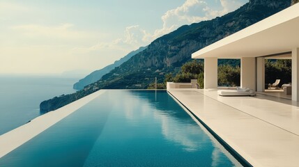 Fototapeta premium Luxurious Modern Villa Overlooking Serene Coastal Landscape
