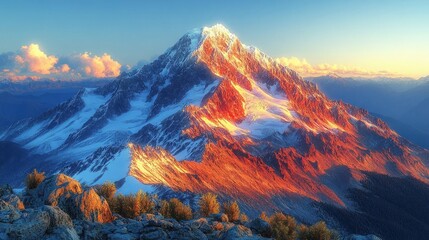 Colorful Mountain Peak At Sunrise