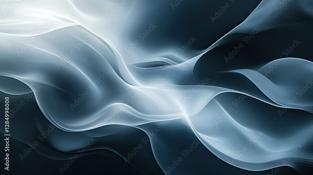 Poster monochromatic gradient abstract design with soft lighting, creating a calming atmosphere.