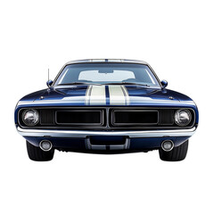 A Vintage Two Tone Muscle Car with Sleek Chrome Detail Isolated on Transparent Background