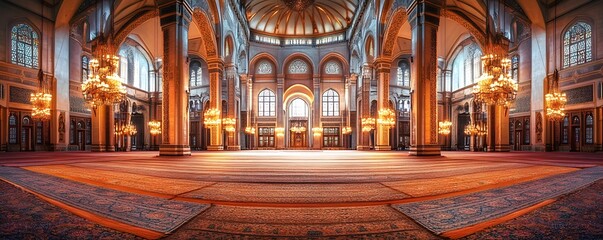 Obraz premium Ornate interior of a large mosque or church architecture