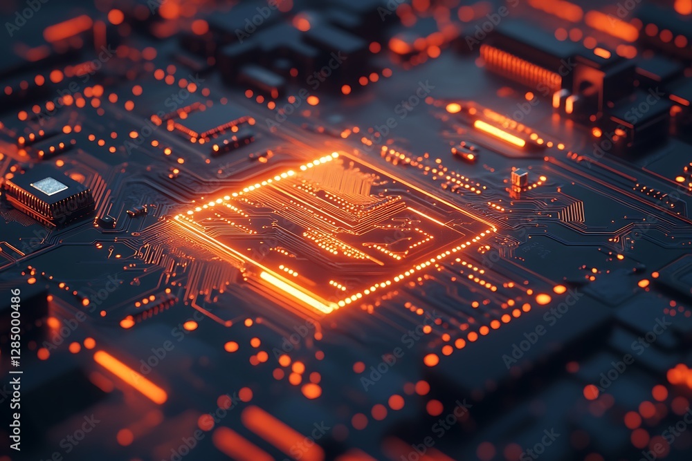 Poster a close up of a circuit board showing its design and structure