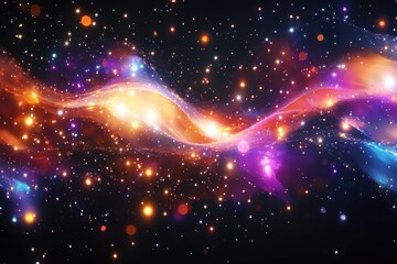 Fototapeta premium Colorful Swirling Galaxy Abstract Digital Artwork with Light Reflections and Deep Black Background