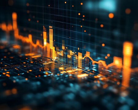Data graph, market trends, digital city - Powered by Adobe
