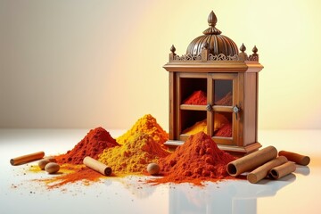 Powder is red and yellow and there are some cinnamons
