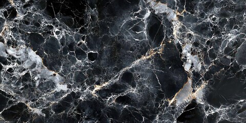 Black Marble Surface with White Veining in Abstract Expressionism Style for Luxury Interior Design and Flooring
