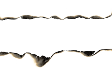 Burned Torn Paper with Scorched Edges and Black Center on a White Background