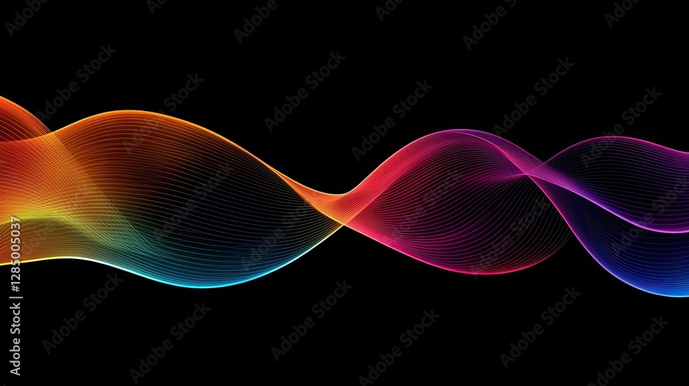Poster rainbow wave abstract background with smooth gradients and vibrant colors, ideal for use in creative