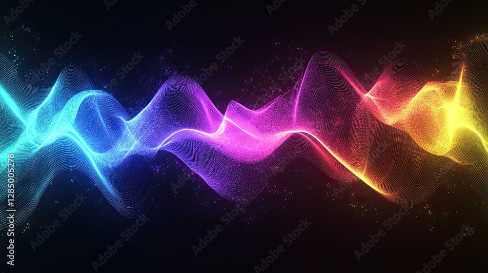 Poster rainbow wave abstract background with smooth gradients and vibrant colors, ideal for use in creative