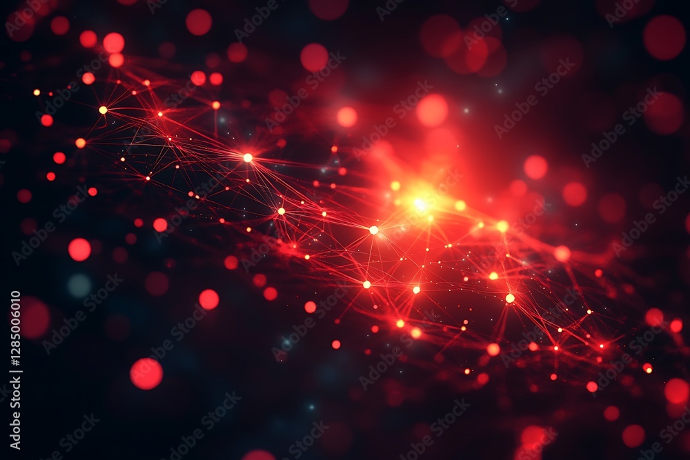 Poster a network of red lights forming a connected abstract design