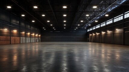 Interior View of an Empty Industrial Warehouse