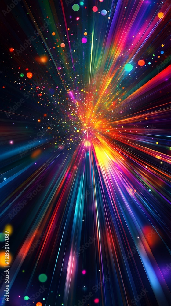 Poster multicolored light streaks and bokeh abstract