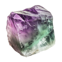 A Smooth Chunk of Fluorite with Green and Purple Gradient Isolated on Transparent Background