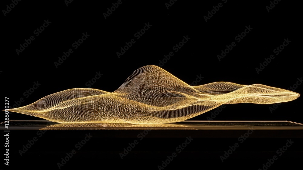 Poster abstract golden wave design with smooth flowing lines and curves