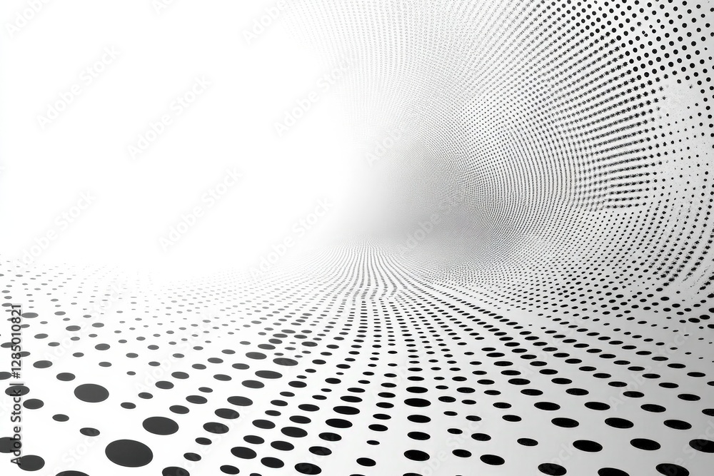 Poster abstract tunnel pattern with black dots