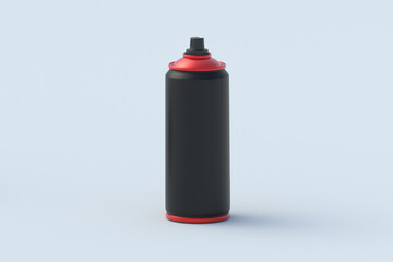 Can of spray paint on light gray background. Blank aerosol tin. 3d render