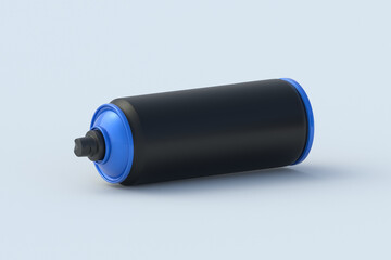 Can of spray paint on light gray background. Blank aerosol tin. 3d render
