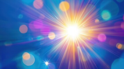 Fototapeta premium Bright Colorful Light Burst with Bokeh Effect in Vibrant Background