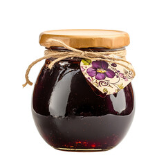 Jar of Homemade Plum Jam Isolated on Transparent Background