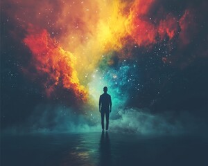 digital art surreal conceptual art  digital, art, surreal, conceptual, painting, watercolor, colors, white, background, reflection, abstract, fantasy, dreamlike, creative, illustration, vibrant, The s