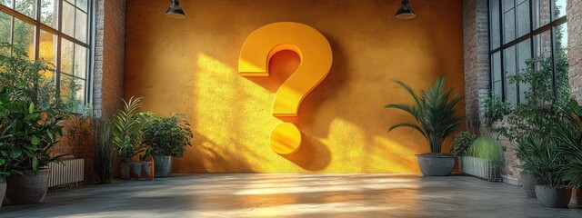 Oversized Yellow Question Marks in Contemporary Art Style