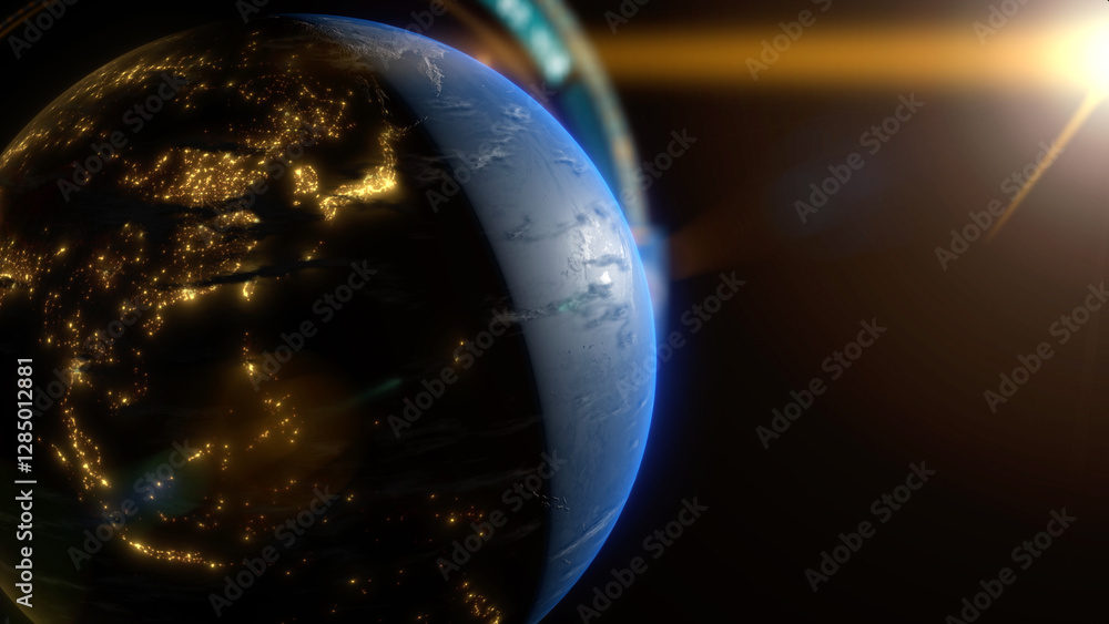 Poster illuminated earth: night lights and data connectivity visualized on a global scale