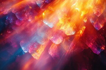 Colorful Light Refractions and Leaks on Dark Background with Abstract Rainbow Effects