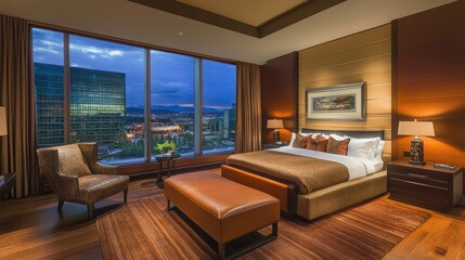 Functional bedroom featuring a well-installed, anti-slip carpet over hardwood flooring.