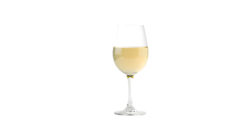 Single white chardonnay wine glass isolated on white background
