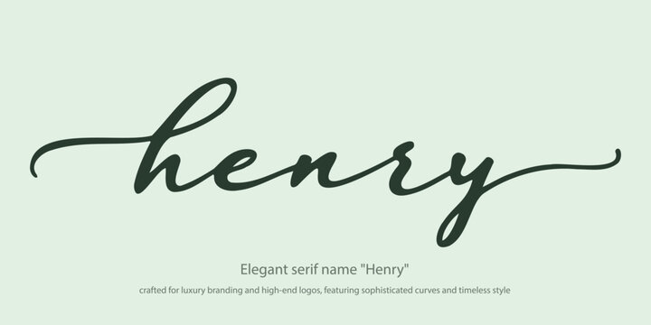 Elegant serif typography design of the name 'Henry,' crafted for luxury branding and high-end logos, featuring sophisticated curves and timeless style, perfect for premium graphic design