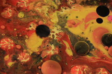Liquid art with Ink, Paint, Mica Powder, Milk and Oils