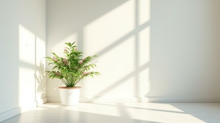 Minimalist Room Sunlight Streaming through Window.
