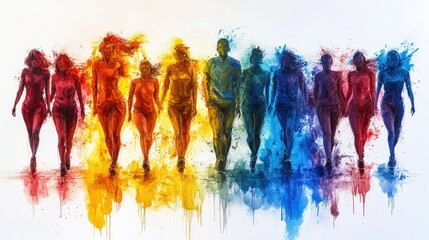 Teamwork and Unity in a Diverse Group of Professionals Forming the Word TEAM in a Public Workplace