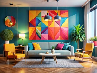 Vibrant Abstract Canvas Art - Colorful Geometric Wall Decor