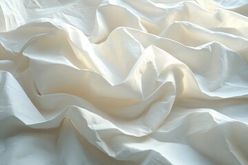 Crumpled White Paper Texture Close-Up Abstract Art Background