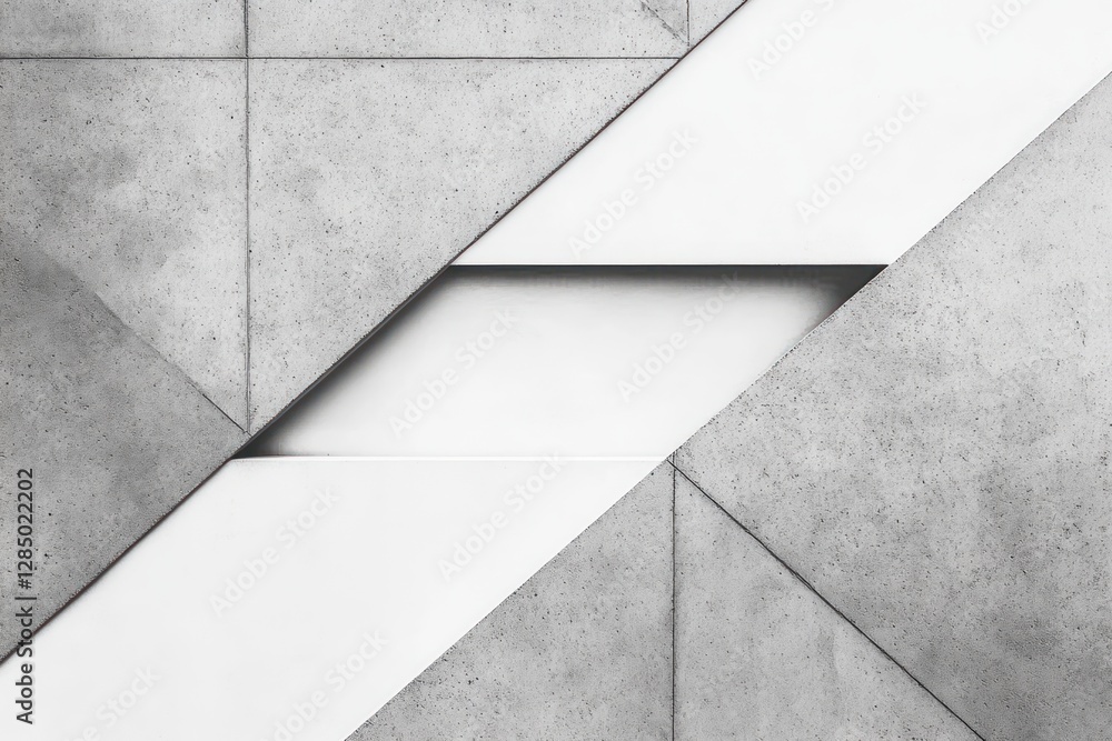 Poster minimalist abstract composition with overlapping geometric shapes in monochrome with gentle shadows 