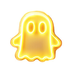 Snapchat Ghost Icon with Glowing Eyes Isolated on Transparent Background