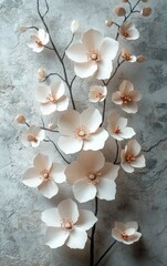 Minimalist Paper Cut Flower Design with Soft Lighting and Textured Background