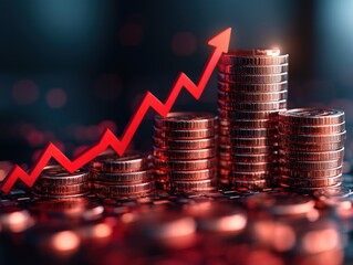 Finance Investment Growth Coins Arrow Business Economy Inflation Wealth Risk Strategy Recession Bankruptcy