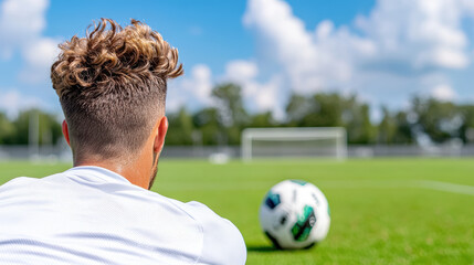 soccer player preparing for free kick on sunny day