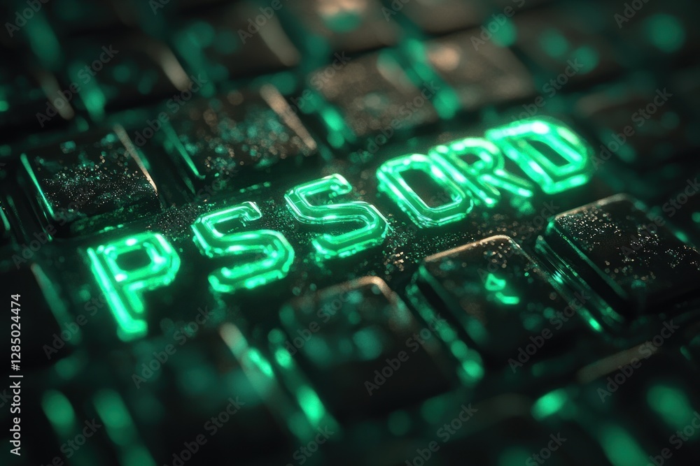 Poster minimalist close-up of keyboard keys forming the word password