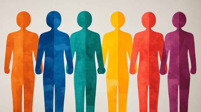 Colorful paper cutouts representing diverse individuals standing together, symbolizing unity and diversity in society. Perfect for themes on inclusion and community.