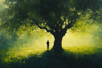 Indian Couple Hugging Large Tree in Forest to Save Environment and Promote Ecology and Sustainability