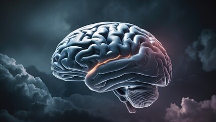 Concept of a brain representing machine learning, creativity, innovation, headhunting, and intellectual property.