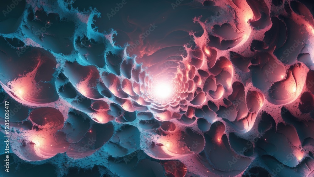 Poster image depicting a digital abstract fractal background. perfect for conceptual projects related to te