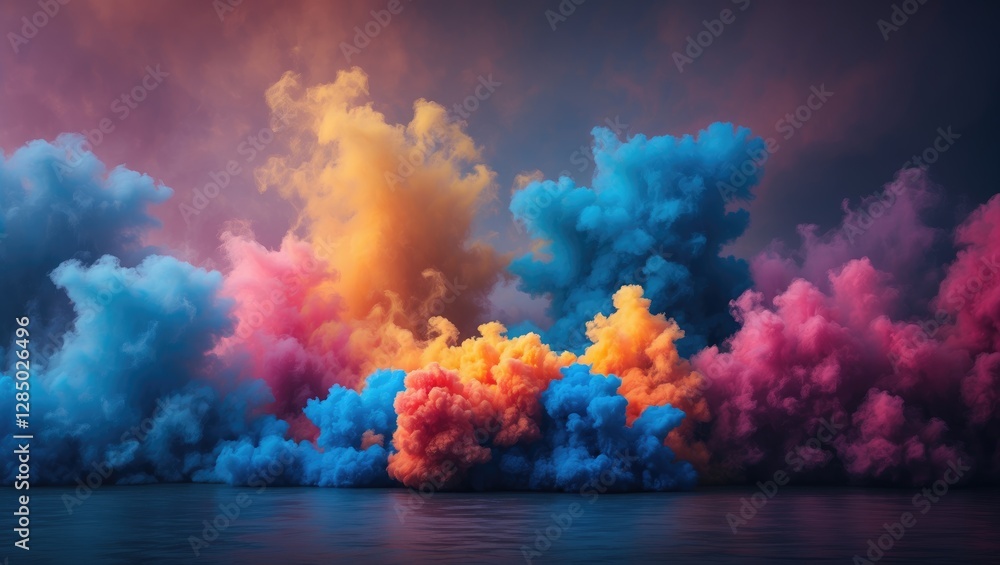 Poster vibrant abstract digital backdrop with colorful patterns