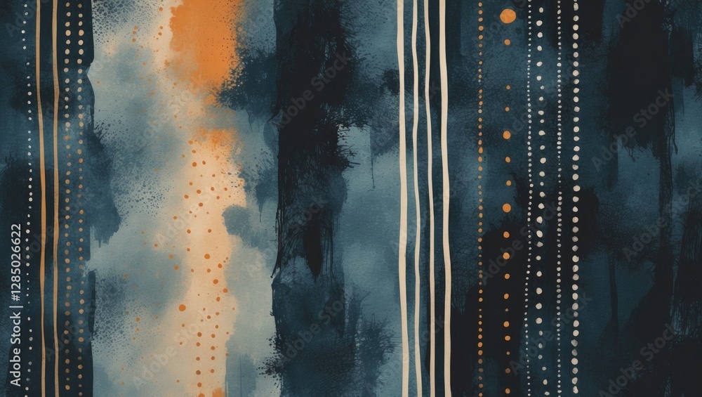 Poster abstract seamless design featuring stripes and dots. artistic hand-painted texture resembling aquare
