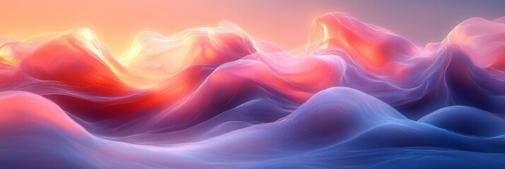 Fototapeta premium Abstract Pastel Holographic Banner Background with Dreamy Soft Gradients and Iridescent Waves in 80s Retro Style