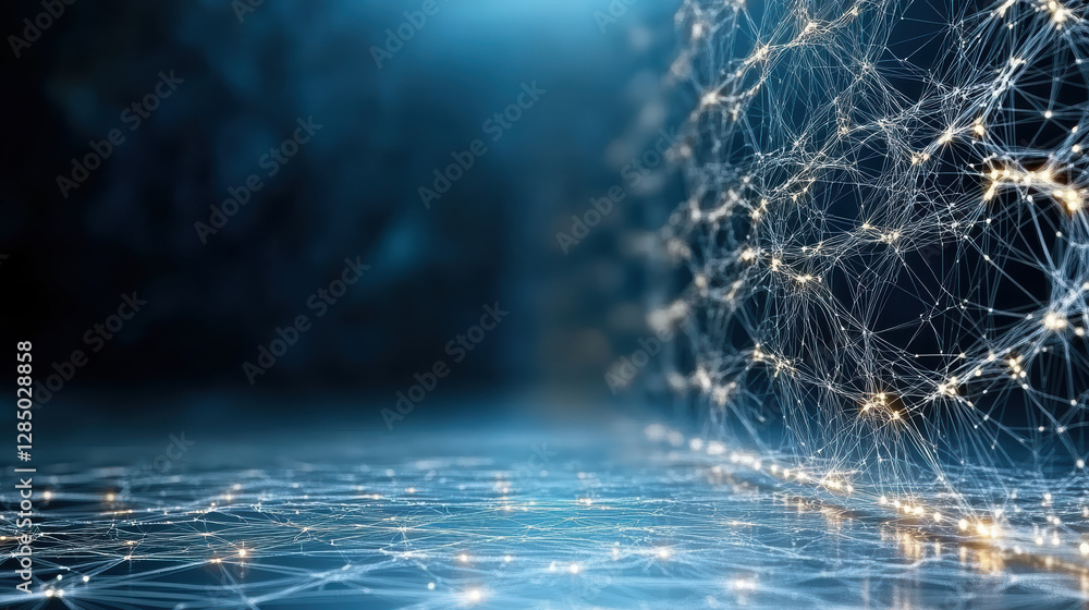 Poster futuristic digital network with glowing connections and nodes