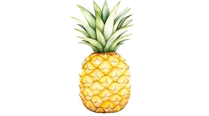 Watercolor tropical paradise vibrant pineapple nature art print close-up